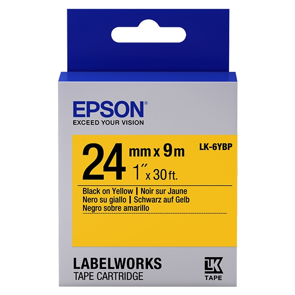 Epson LK-6YBP | svart text - pastellgul tejp | 24mm (original) C53S656005 083266 - 1