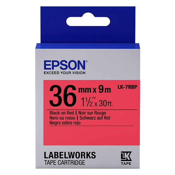Epson LK-7RBP | svart text - pastellröd tejp | 36mm (original) C53S657004 083276 - 1