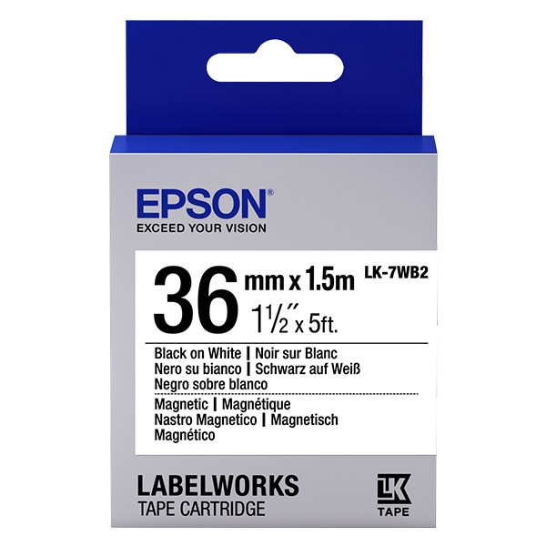 Epson LK-7WB2 | svart text - vit tejp | 36mm (original) C53S657002 083282 - 1