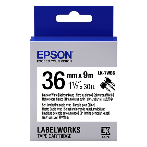 Epson LK-7WBC | svart text - vit tejp | 36mm (original) C53S657902 083272 - 1