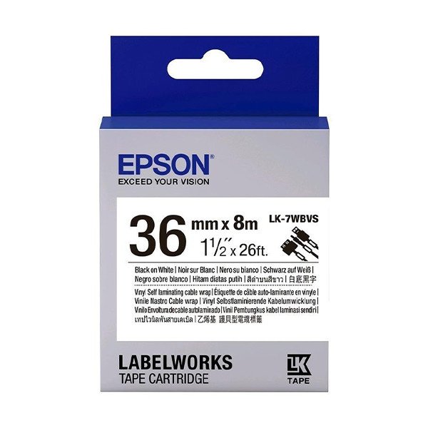 Epson LK-7WBVS | svart text - vit tejp | 36mm (original) C53S657014 084364 - 1