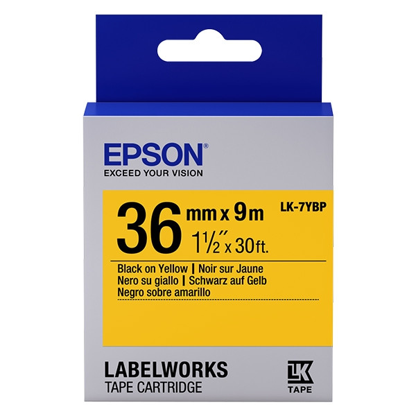 Epson LK-7YBP | svart text - pastellgul tejp | 36mm (original) C53S657005 083278 - 1