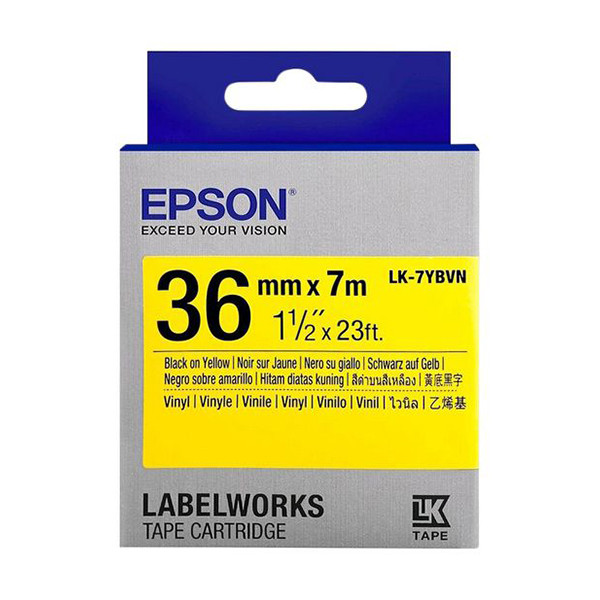 Epson LK-7YBVN | svart text - gul tejp | 36mm (original) C53S657013 084360 - 1