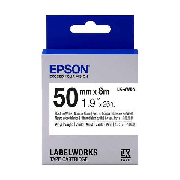 Epson LK-9WBN | svart text - vit tejp | 50mm (original) C53S659001 084304 - 1