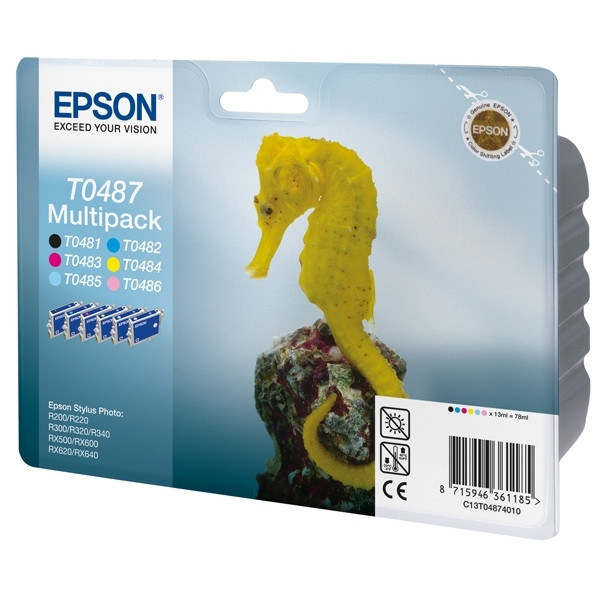 Epson T0487 BK/C/M/Y/LC/LM bläckpatron 6-pack (original) C13T04874010 850000 - 1