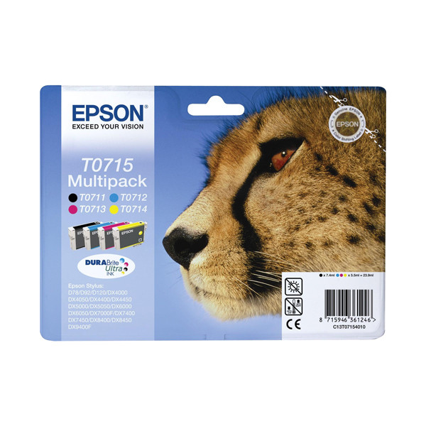Epson T0715 BK/C/M/Y bläckpatron 4-pack (original) C13T07154010 C13T07154012 023065 - 1