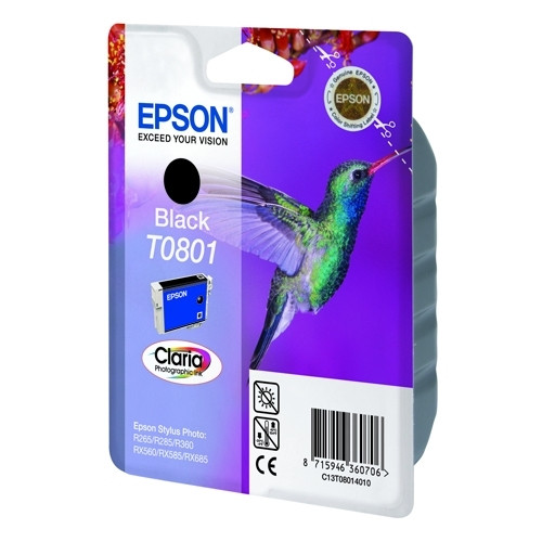 Epson T0801 svart bläckpatron (original) C13T08014011 023070 - 1