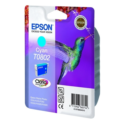 Epson T0802 cyan bläckpatron (original) C13T08024011 023075 - 1