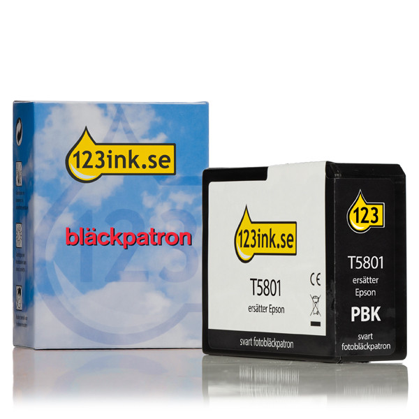 Epson T5801 fotosvart bläckpatron (varumärket 123ink) C13T580100C 025901 - 1