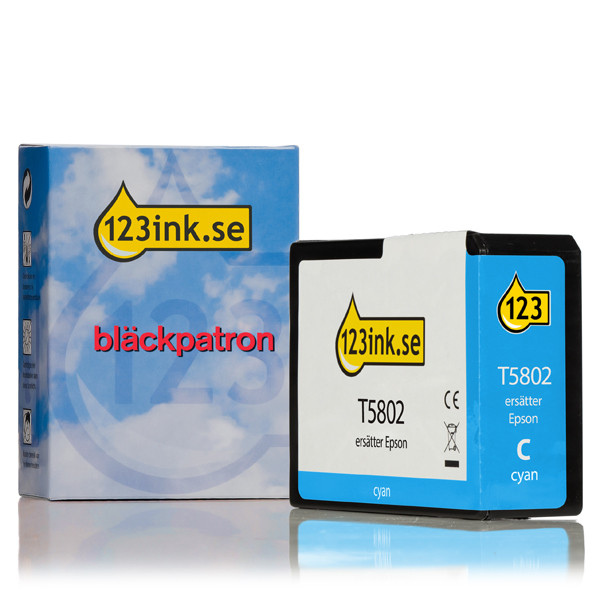 Epson T5802 cyan bläckpatron (varumärket 123ink) C13T580200C 025906 - 1