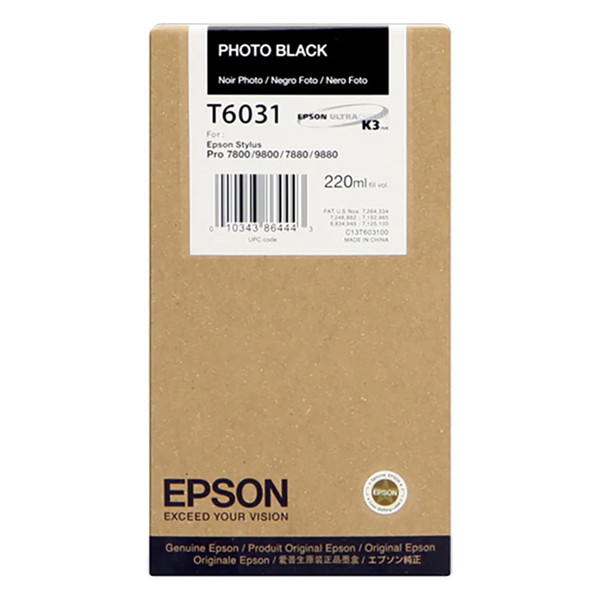 Epson T6031 fotosvart bläckpatron hög kapacitet (original) C13T603100 026034 - 1