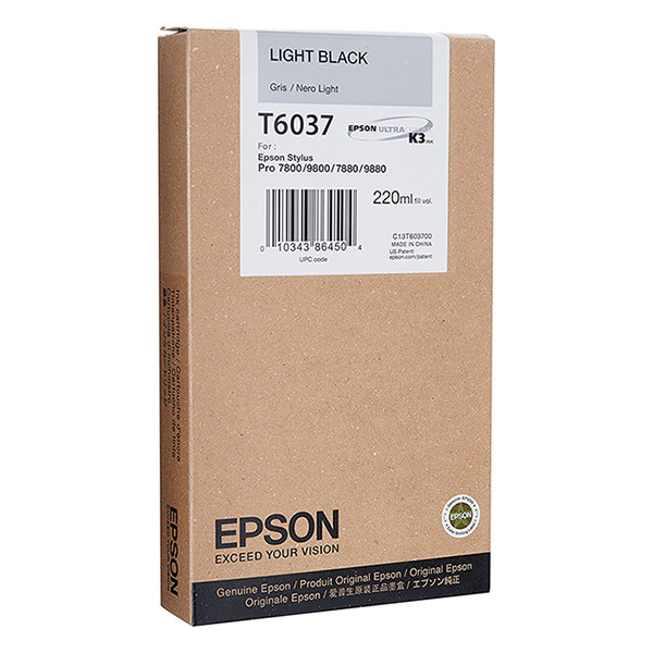 Epson T6037 ljus svart bläckpatron hög kapacitet (original) C13T603700 026046 - 1