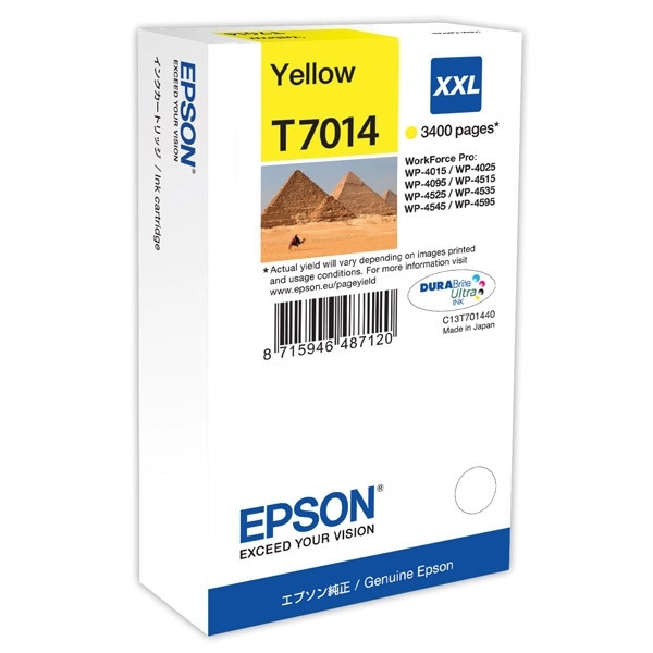 Epson T7014 gul bläckpatron extra hög kapacitet (original) C13T70144010 026409 - 1