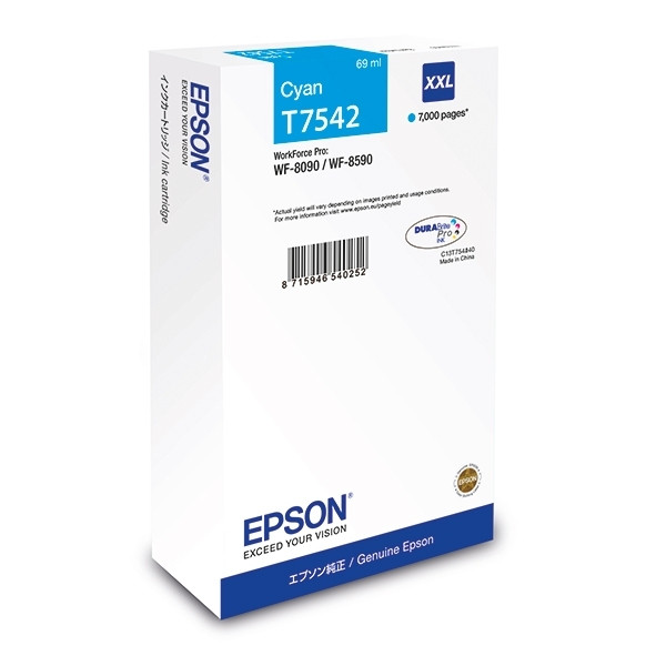 Epson T7542 cyan bläckpatron extra hög kapacitet (original) C13T754240 026926 - 1
