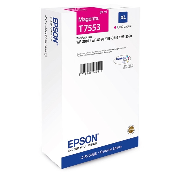 Epson T7553 magenta bläckpatron hög kapacitet (original) C13T755340 026684 - 1