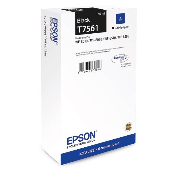 Epson T7561 svart bläckpatron (original) C13T756140 026672 - 1
