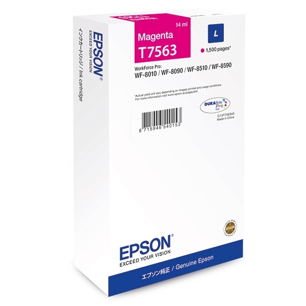Epson T7563 magenta bläckpatron (original) C13T756340 026676 - 1