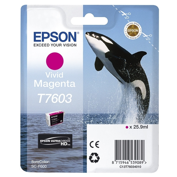 Epson T7603 vivid magenta bläckpatron (original) C13T76034010 026726 - 1