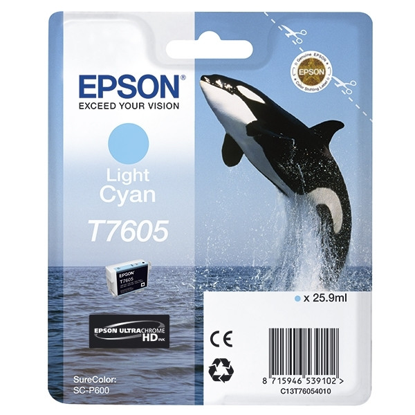 Epson T7605 ljus cyan bläckpatron (original) C13T76054010 026730 - 1