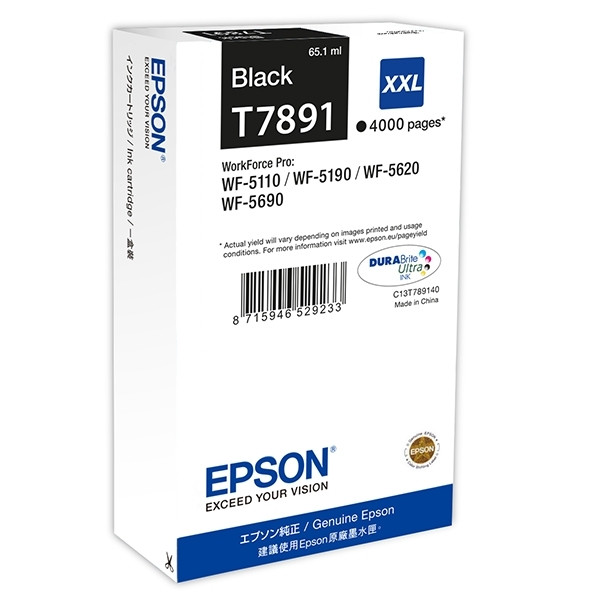 Epson T7891 svart bläckpatron extra hög kapacitet (original) C13T789140 026660 - 1