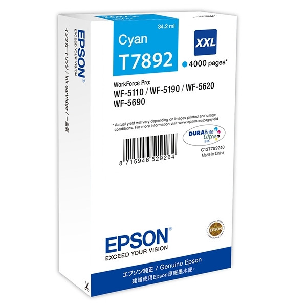 Epson T7892 cyan bläckpatron extra hög kapacitet (original) C13T789240 026662 - 1