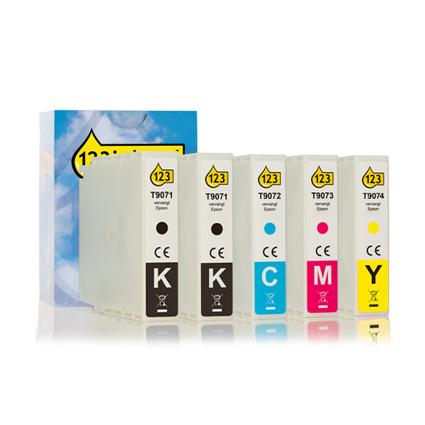 Epson T907 BK/C/M/Y bläckpatron 5-pack (varumärket 123ink) 160845 - 1