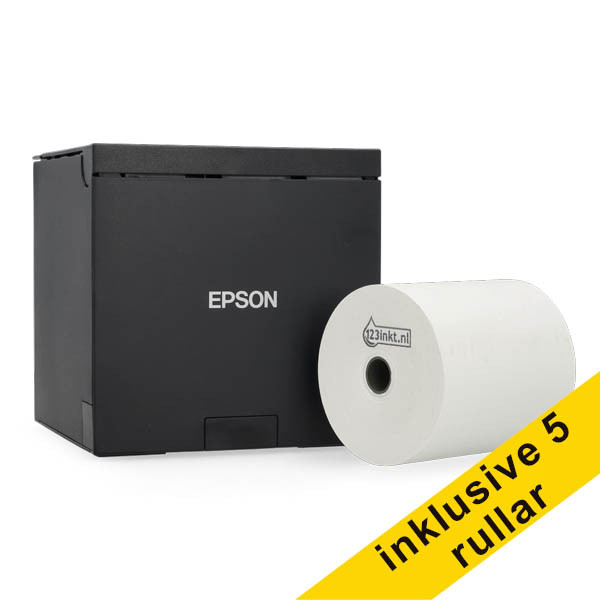 Epson TM-M30III (152) kvittoskrivare med WiFi, Ethernet och Bluetooth + vita kvittorullar 80x80x12mm (5st) 831988 - 1