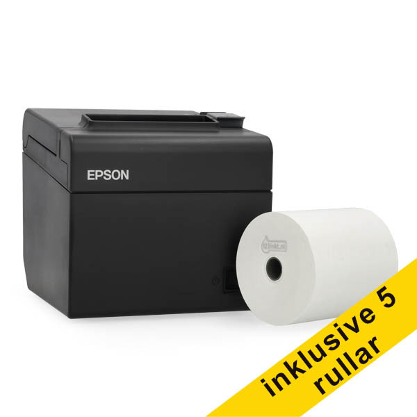 Epson TM-T20III (012) kvittoskrivare med Ethernet + 123ink vita kvittorullar 80x80x12mm (5st) 831986 - 1