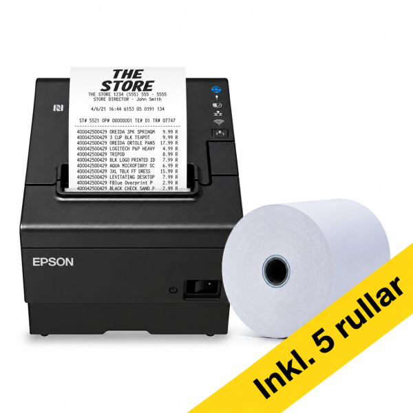 Epson TM-T20IV (101) kvittoskrivare med USB + Blue4est kvittorullar 80x80x12mm (5st) 832366 - 1