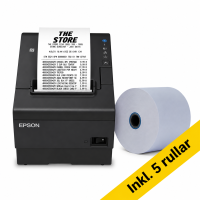 Epson TM-T88VII (112) kvittoskrivare med Ethernet och WiFi + Blue4est kvittorullar 80x80x12mm (5st) 832364