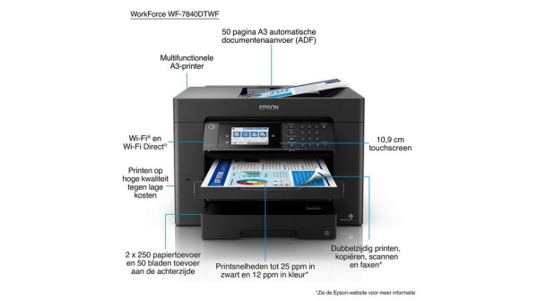 Epson WorkForce WF-7840DTWF Allt-i-ett A3+ bläckstråleskrivare med WiFi (4 i 1) [23kg✔️] C11CH67402 831770 - 9