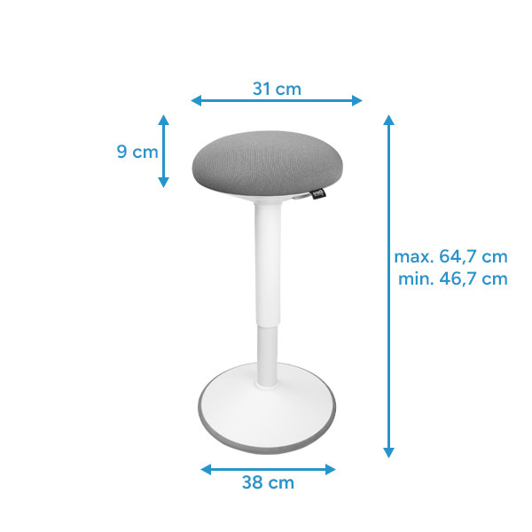 Ergonomisk sitt-stå-pall rund 47-64cm | 123ink | vit R26-2WH 390053 - 2