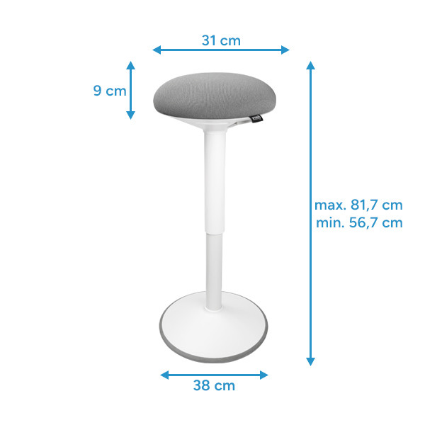 Ergonomisk sitt-stå-pall rund 57-82cm | 123ink | vit R26-1WH 390051 - 2