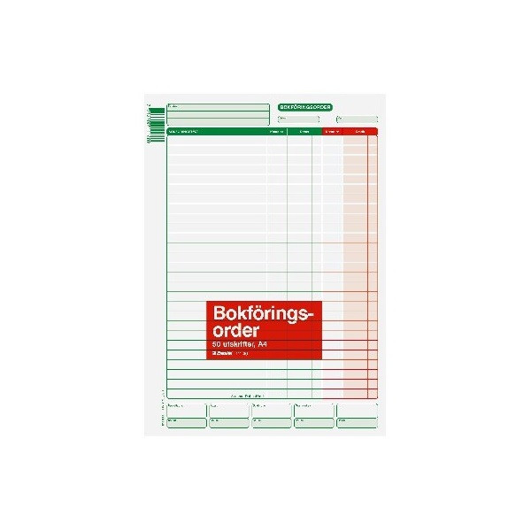 Blankett bokföringsorder | A4 1x50 blad | 1st 361575 - 1