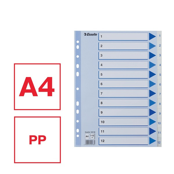 Esselte Pärmregister A4 | 1-12 | Esselte Non-Stop | polypropen 100136 238445 - 5