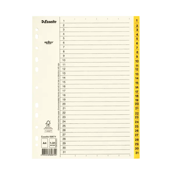 Pärmregister A4 | 1-31 | Esselte Servo SE001128 - 1