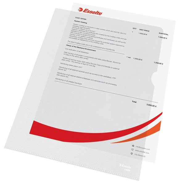 Plastficka A4 L-öppning 105my | Esselte 10st 227518 - 1