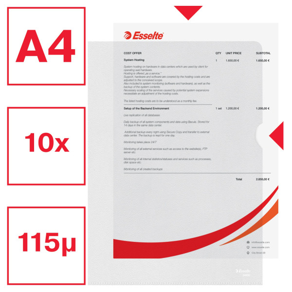 Plastficka A4 L-öppning 105my | Esselte 10st 227518 - 4