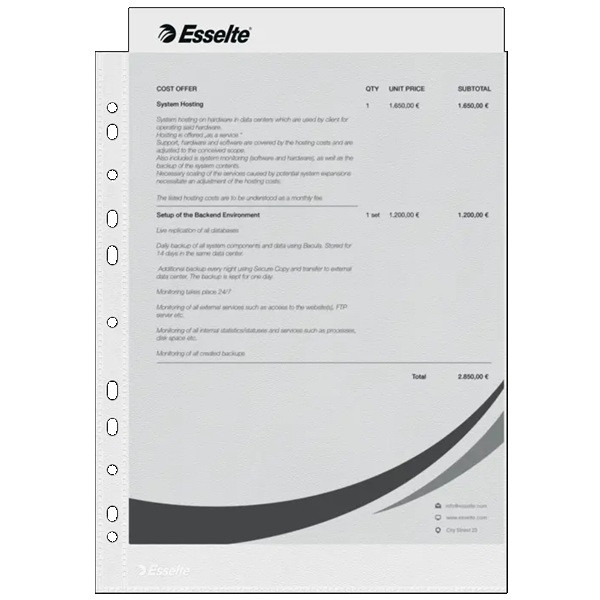 Plastficka A4 toppöppning 38my | Esselte 25st SE001586 - 1