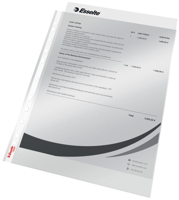 Plastficka A4 toppöppning 40my | Esselte 100st SE001581 - 2