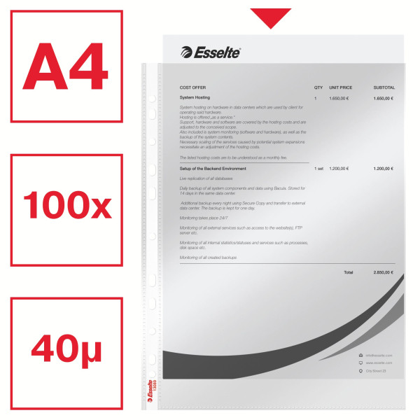Plastficka A4 toppöppning 40my | Esselte 100st SE001581 - 5