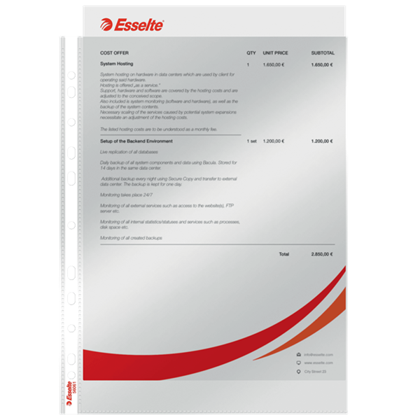 Plastficka A4 toppöppning 55my | Esselte 10st 238481 - 6