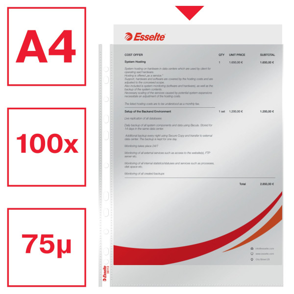 Plastficka A4 toppöppning 75my | Esselte 100st SE001583 - 4