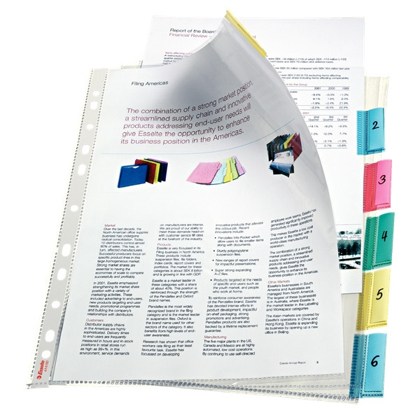 Plastfickor med 6 flikar | Esselte | toppöppning 203227 - 1