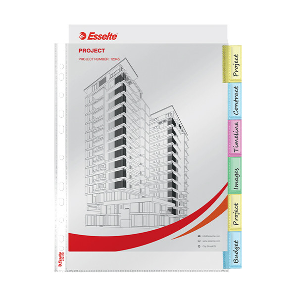 Plastfickor med 6 flikar | Esselte | toppöppning 203227 - 3