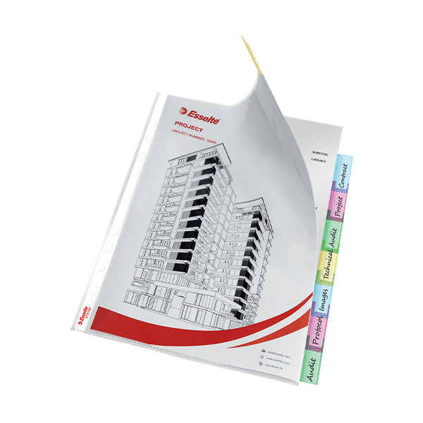 Plastfickor med 8 flikar | Esselte | toppöppning⭐ 203228 - 4