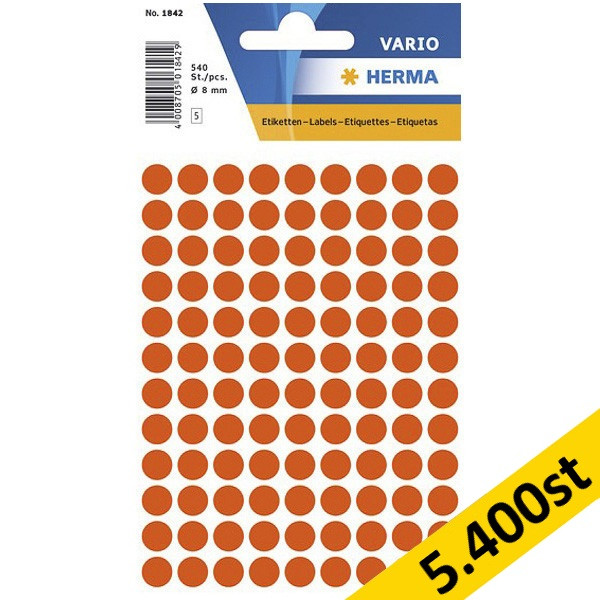 Etiketter Manuelll ø8 röd | Herma 1842 | 540st x10 360840 - 1