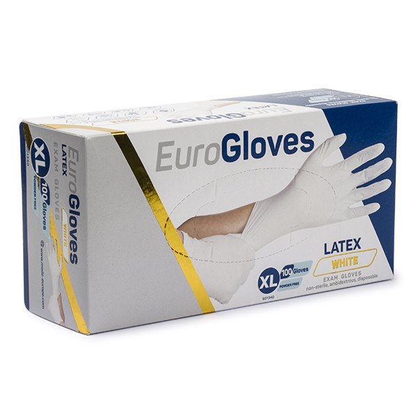 Eurogloves Latexhandskar Eurogloves | storlek XL | puderfria | vit | 100st  SME00051 - 1