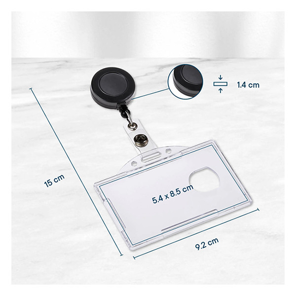 Namnskyltshållare med utdragbar jojo | 85 x 54 mm | Europel | 10st 226974 - 3