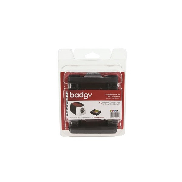 Evolis EVOCBGP0001C YMCK färgband + 100st plastkort (original) 500883 - 1